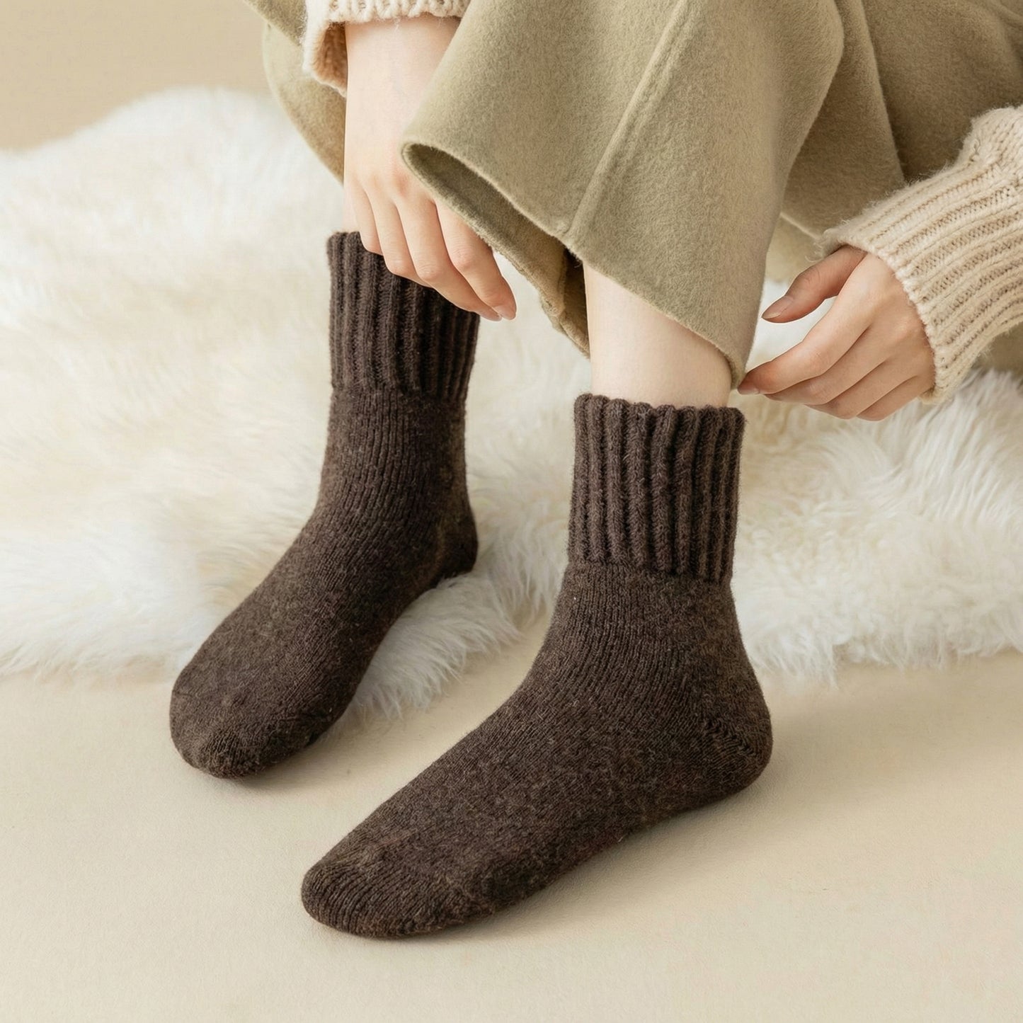 3-Pak Prążkowane Skarpety Polarowe