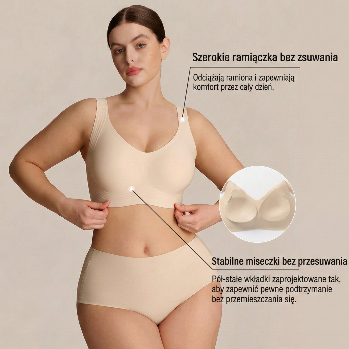 Biustonosz bez fiszbin z elastycznym podtrzymaniem