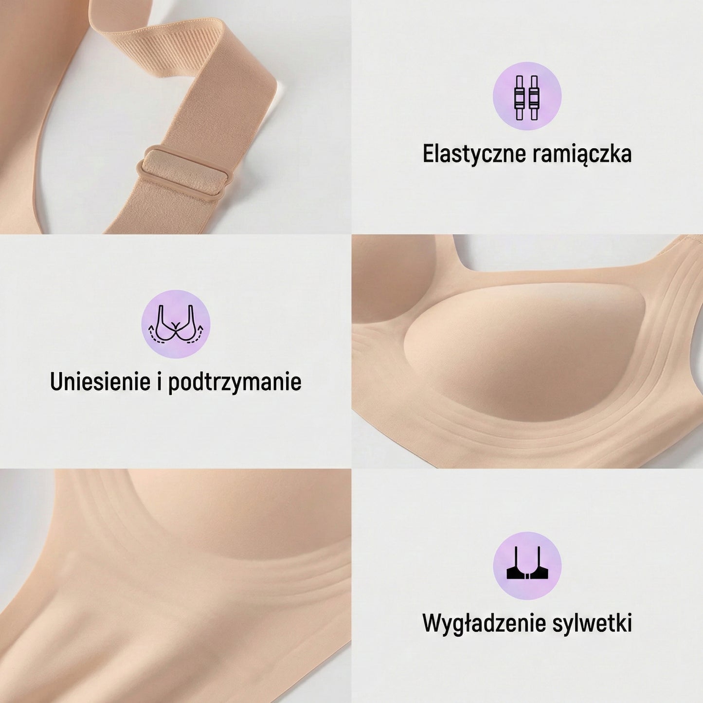 Biustonosz bez fiszbin z elastycznym podtrzymaniem