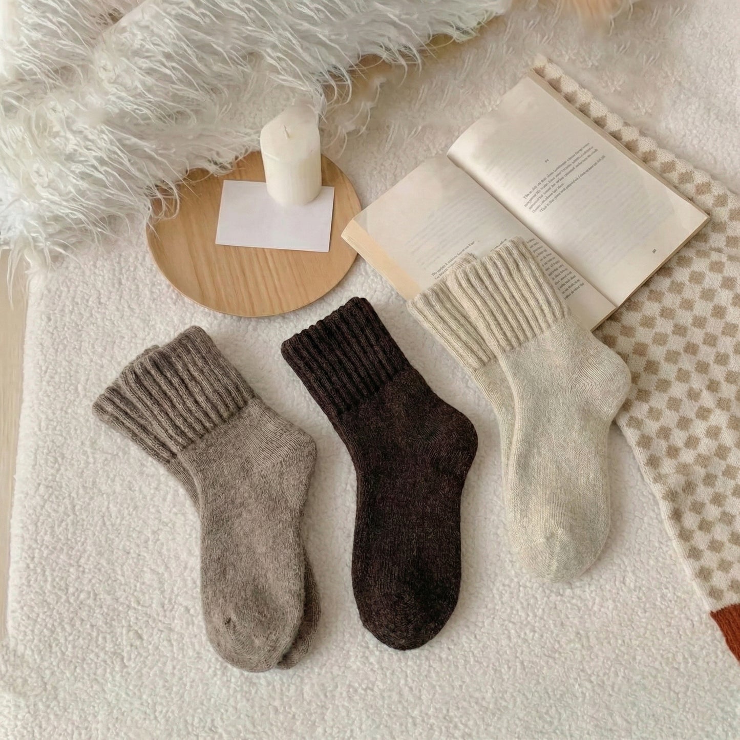 3-Pak Prążkowane Skarpety Polarowe