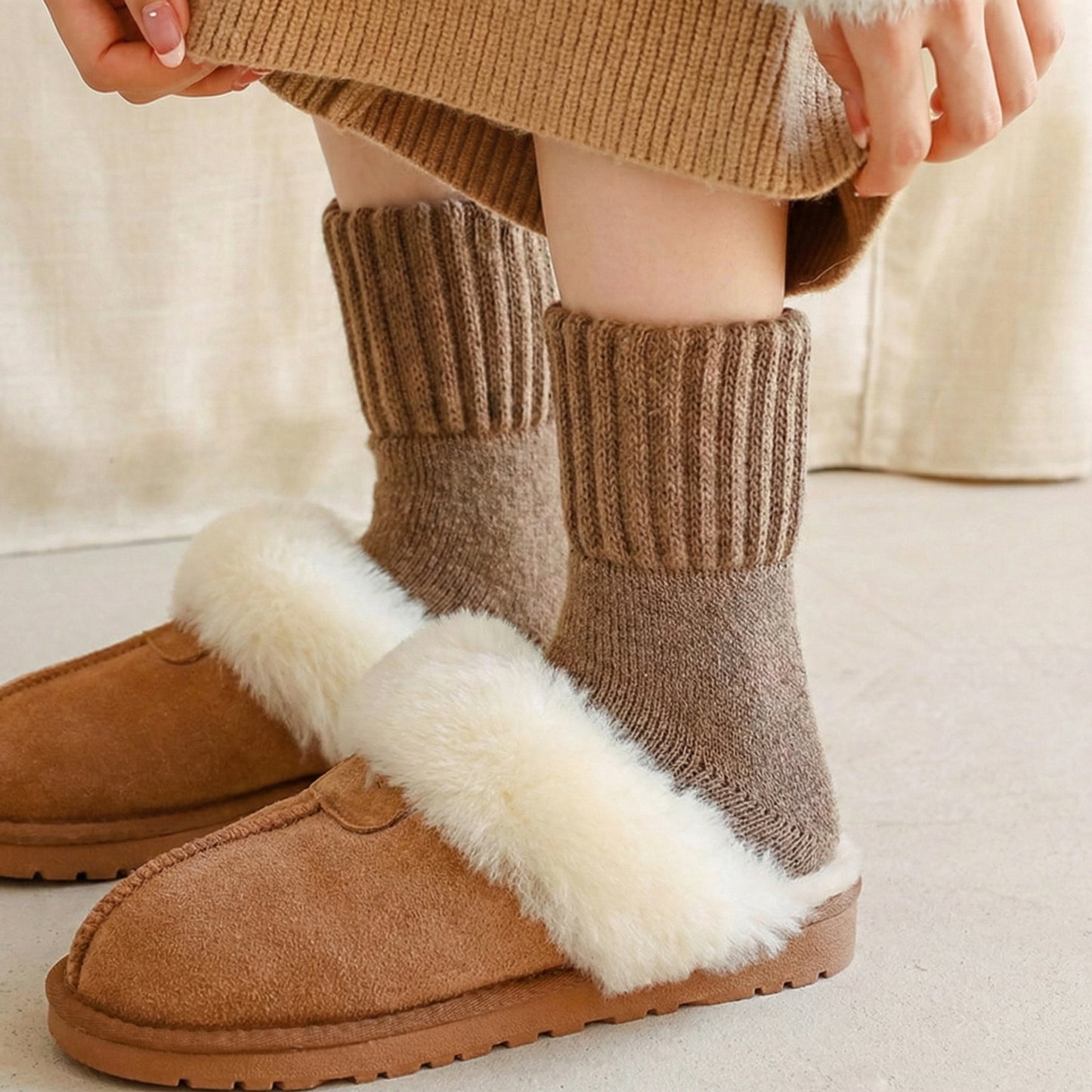 3-Pak Prążkowane Skarpety Polarowe